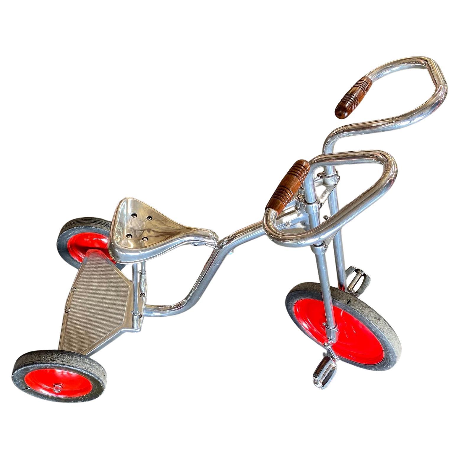 Art Deco Polished Chrome Adult Size Tricycle Trike style of Bowden, 1940 For Sale
