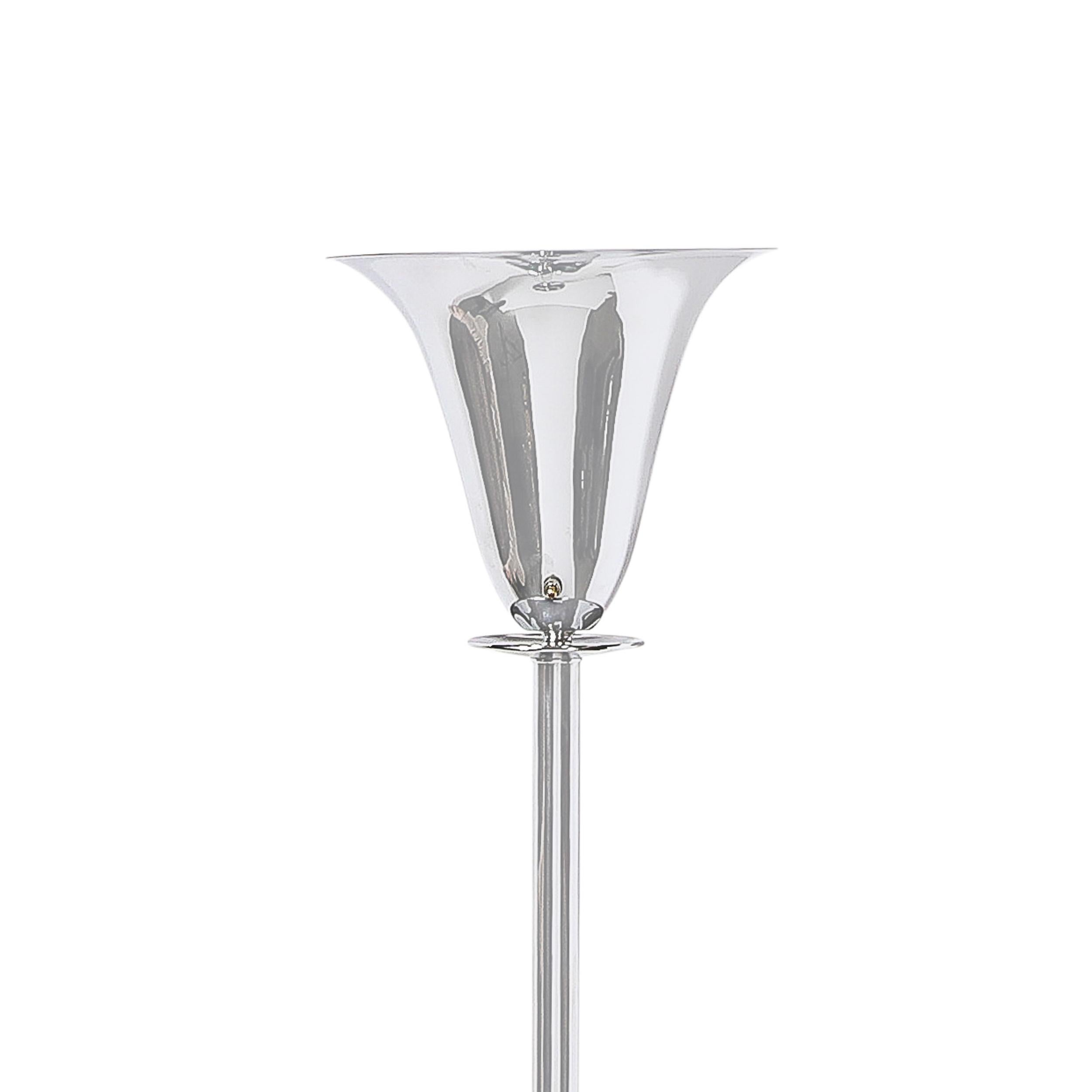 Américain Torchère Art déco en chrome poli signée Marbro en vente