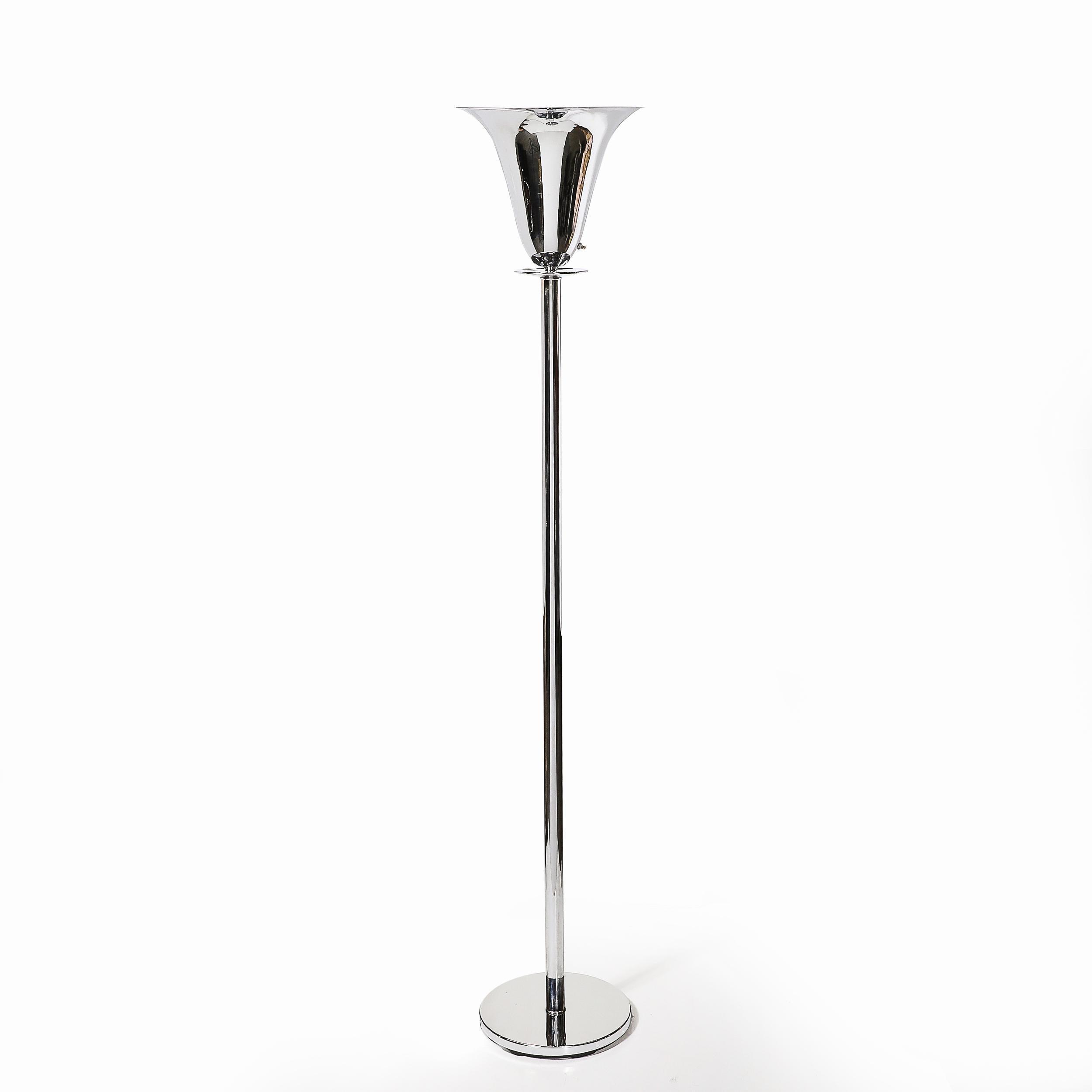Fin du 20e siècle Torchère Art déco en chrome poli signée Marbro en vente