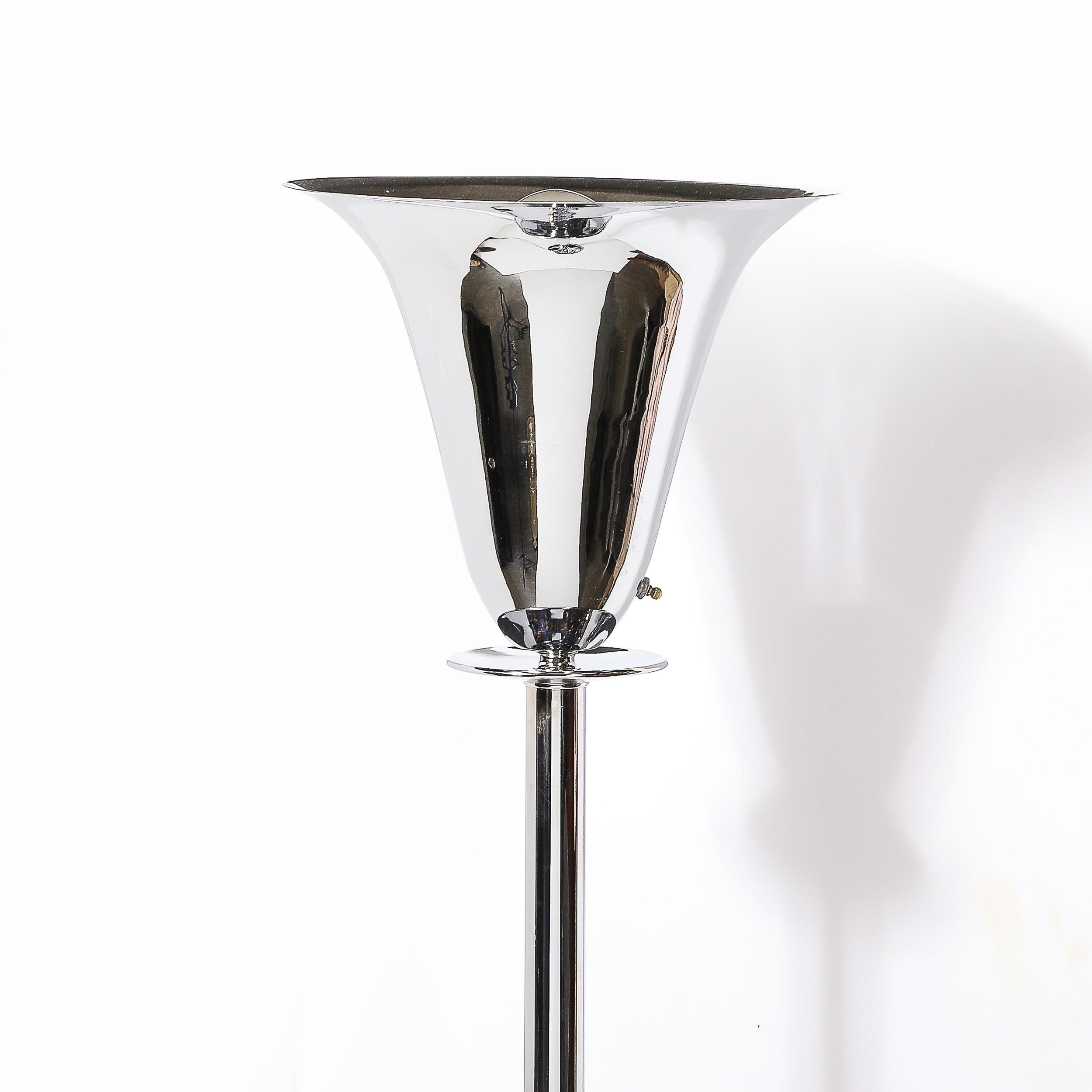 Chrome Torchère Art déco en chrome poli signée Marbro en vente