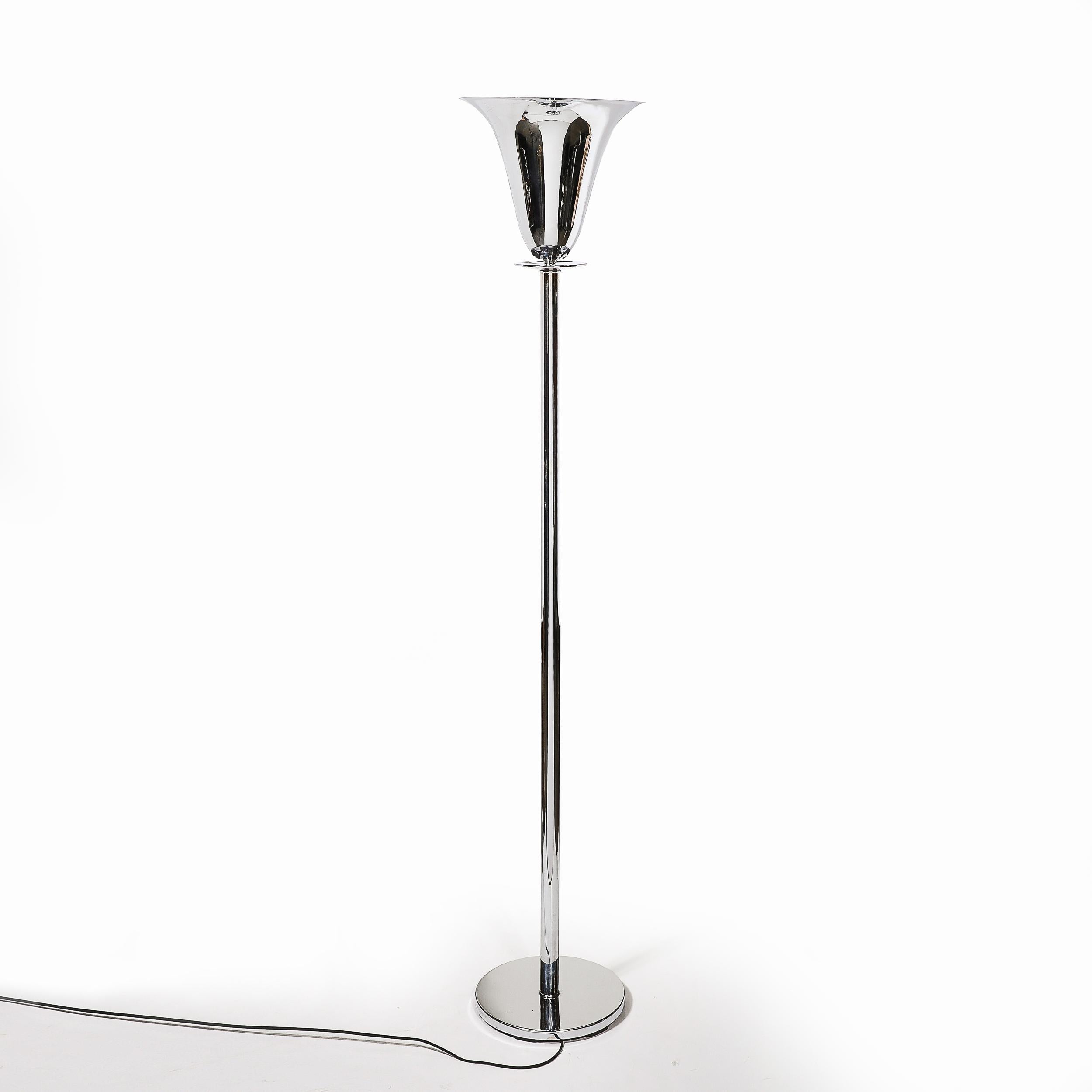 Torchère Art déco en chrome poli signée Marbro en vente 1