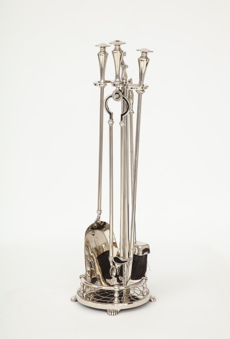 Art Deco Polished Nickel Fireplace Tools at 1stDibs