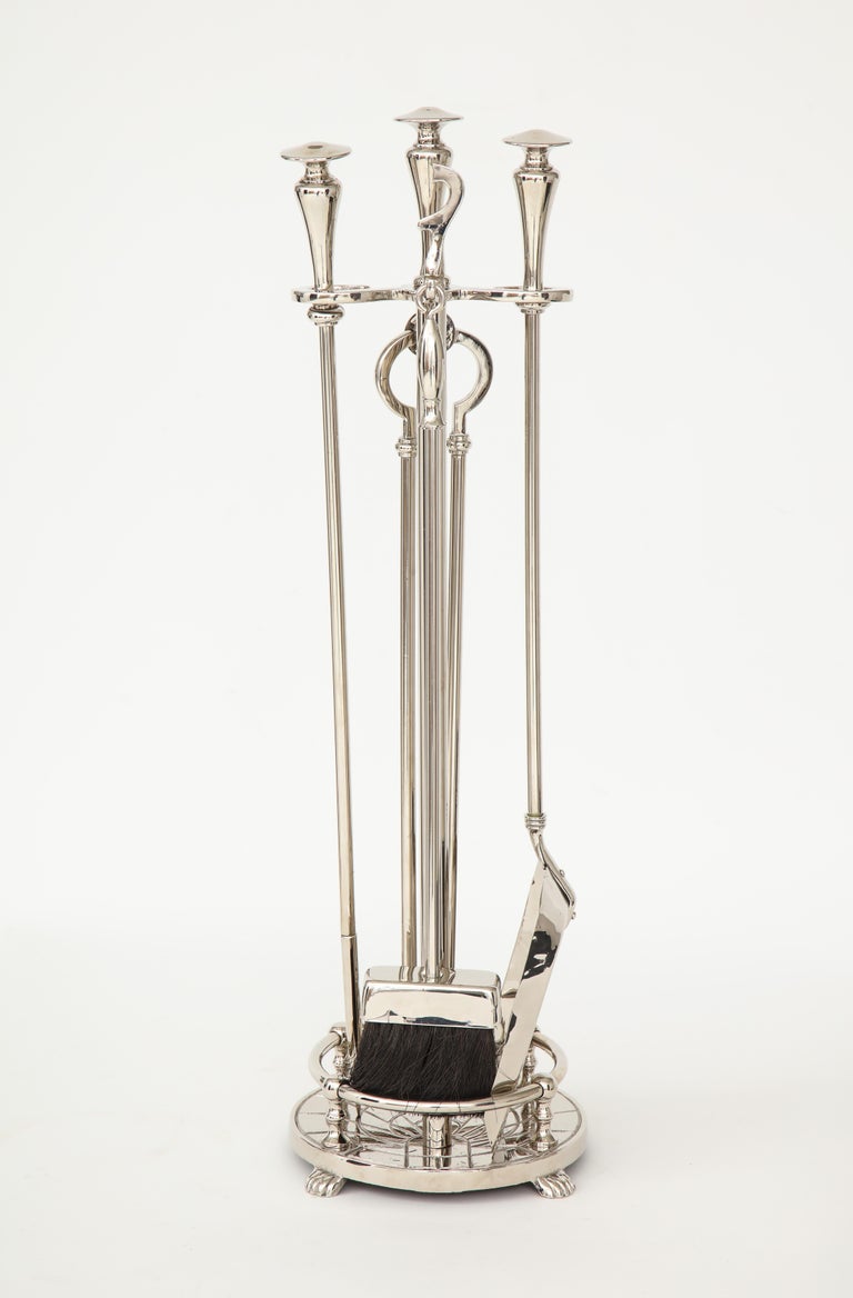 Art Deco Polished Nickel Fireplace Tools at 1stDibs