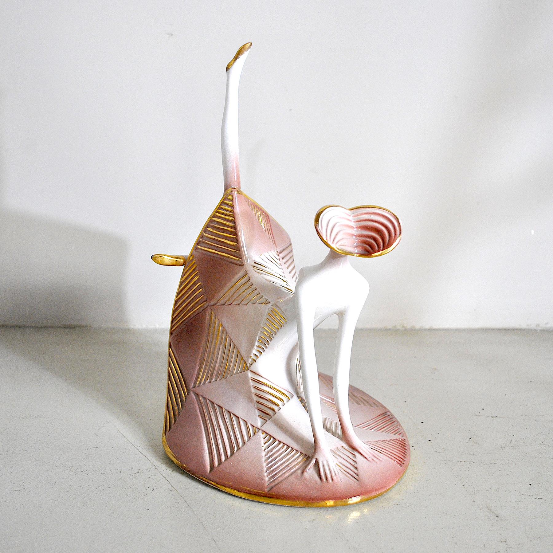 Mid-20th Century Art Déco Polychrome Ceramic Dancer from the 1930s