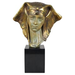 Art Deco Polychromed Terracotta Bust "Cleopatra" by G. Carli, Belgium circa 1920