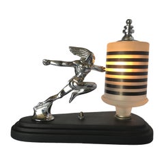 Retro Art Deco Pontiac Running Red Indian Hood Ornament Lamp