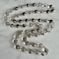 Art Deco Pools of Light Rock Crystal Silver Gilt Necklace 45"