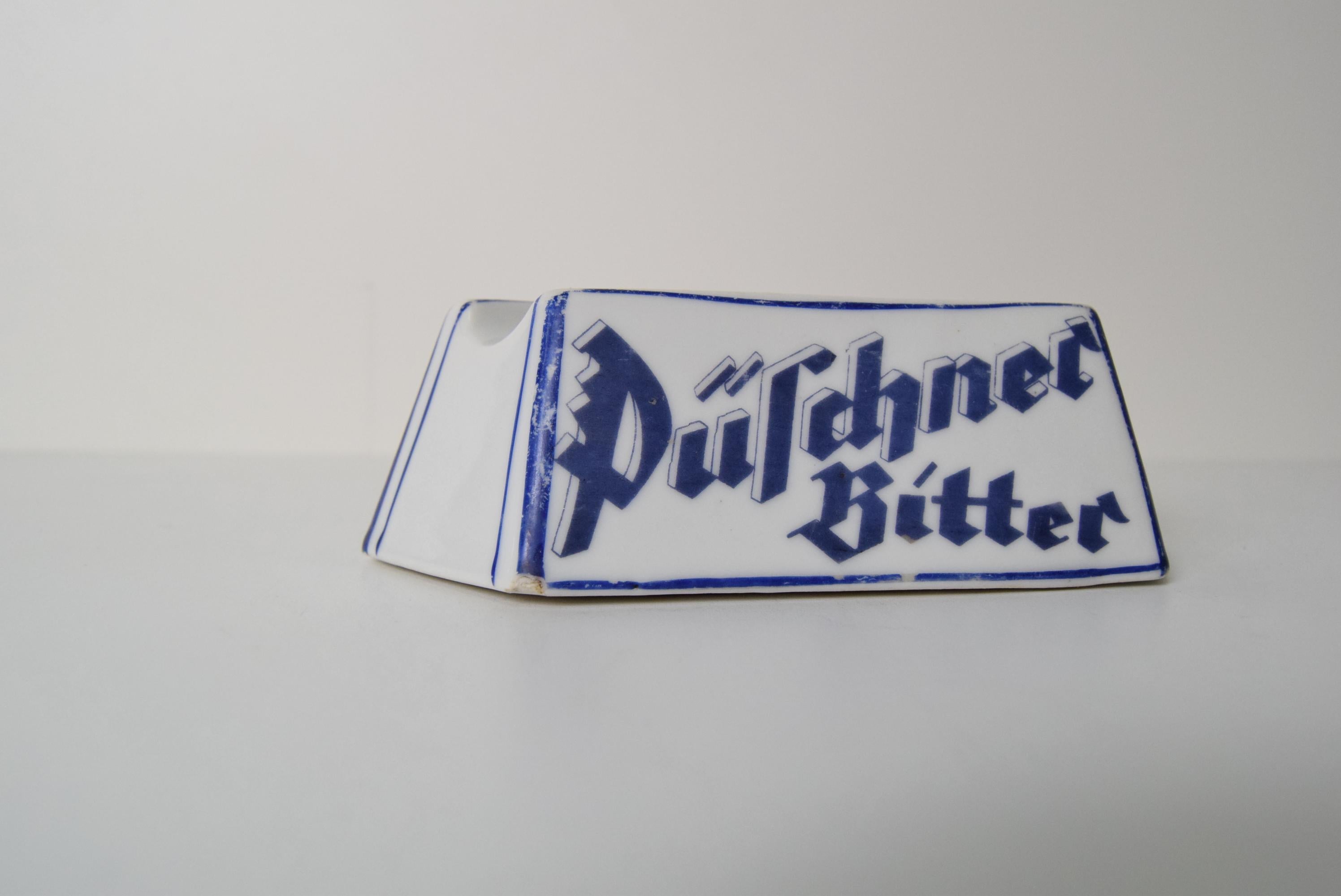 Posacenere pubblicitario in porcellana Art Deco Püschner Bitter, anni '20. in vendita 2