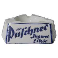 Antique Art Deco Porcelain Advertising Ashtray Püschner Bitter, 1920's.