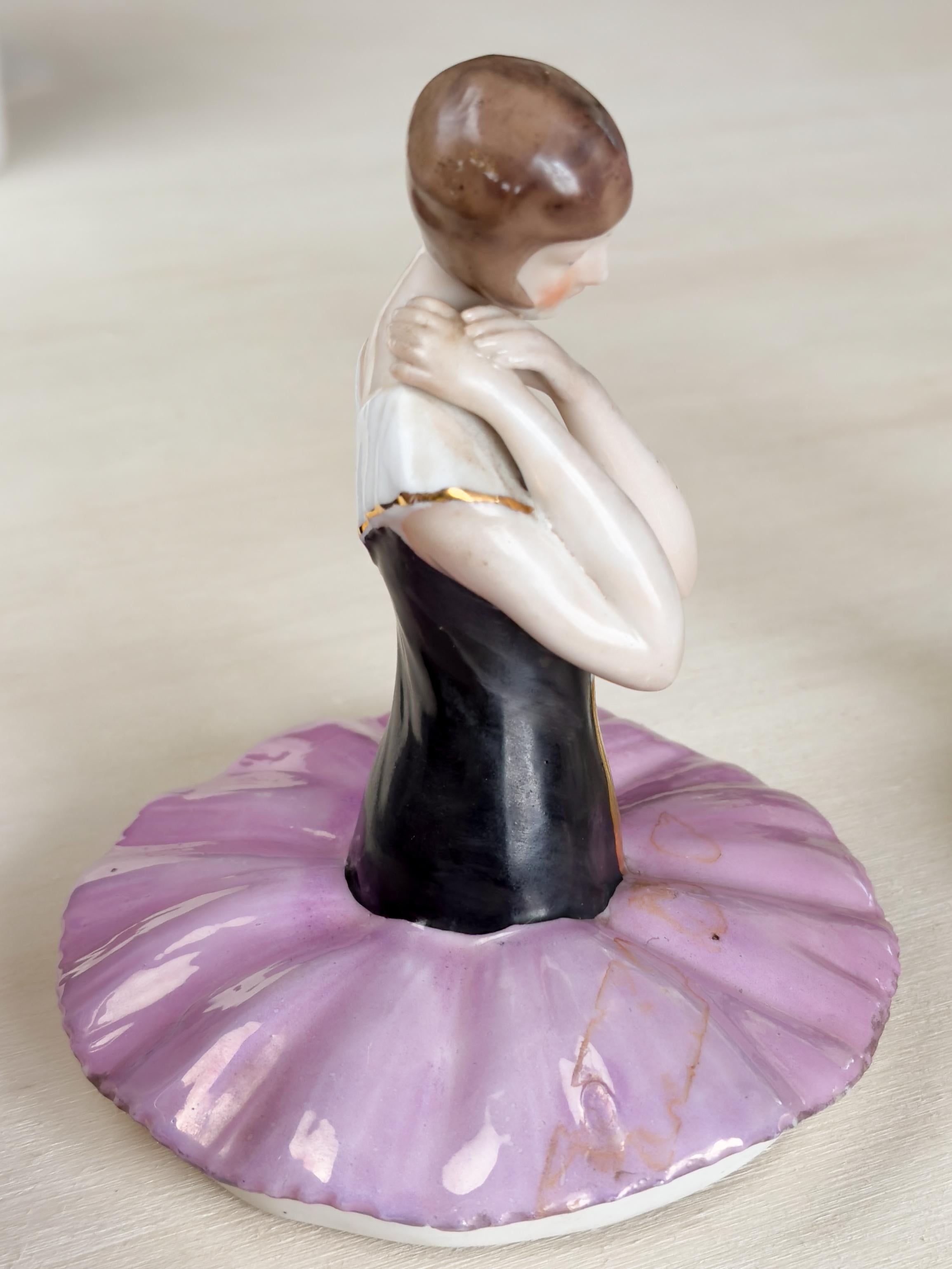 Boîte à bijoux de ballerine ou boîte à poudre Art déco, Allemagne, années 1930 en vente 5