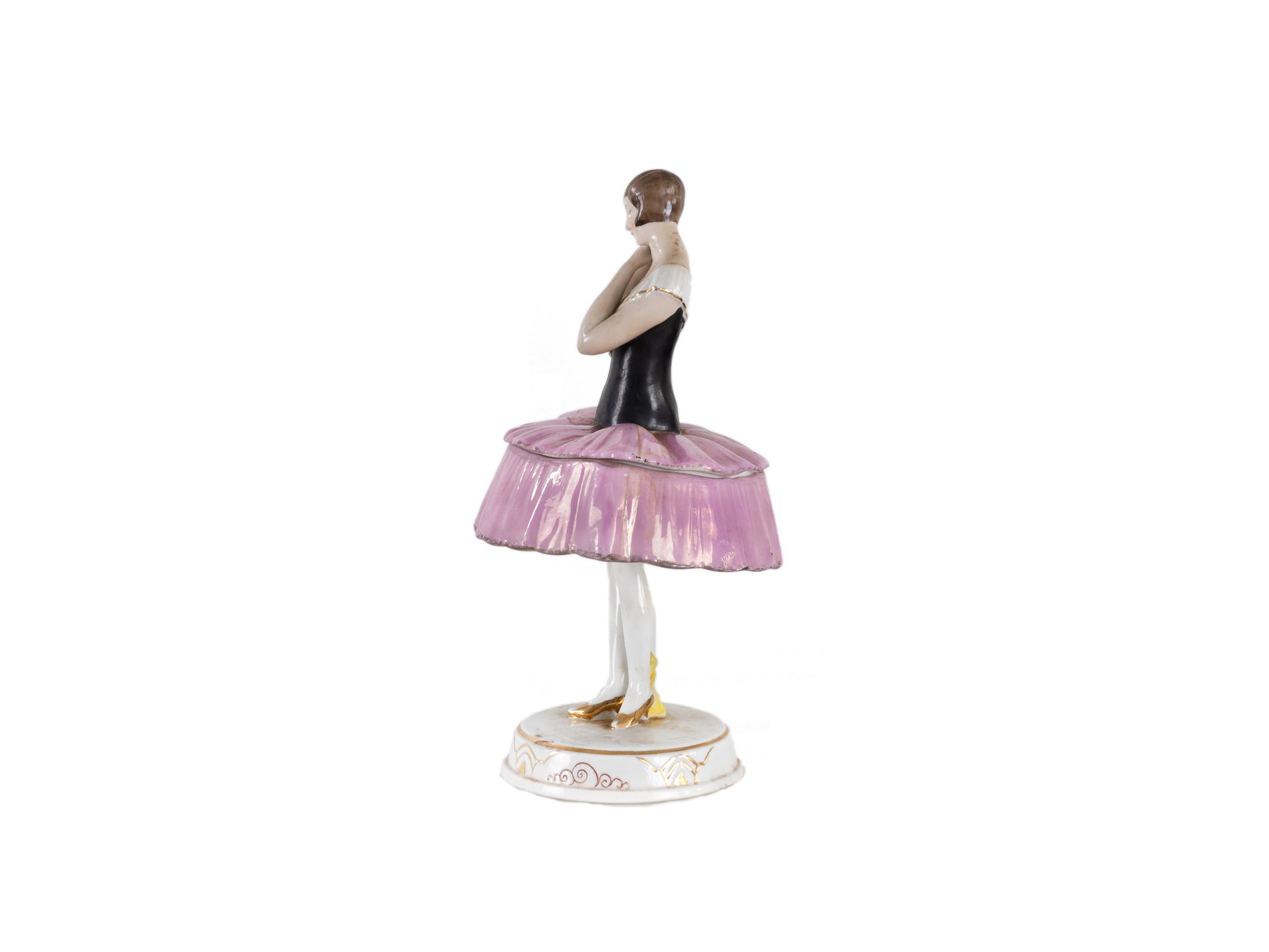 Allemand Boîte à bijoux de ballerine ou boîte à poudre Art déco, Allemagne, années 1930 en vente