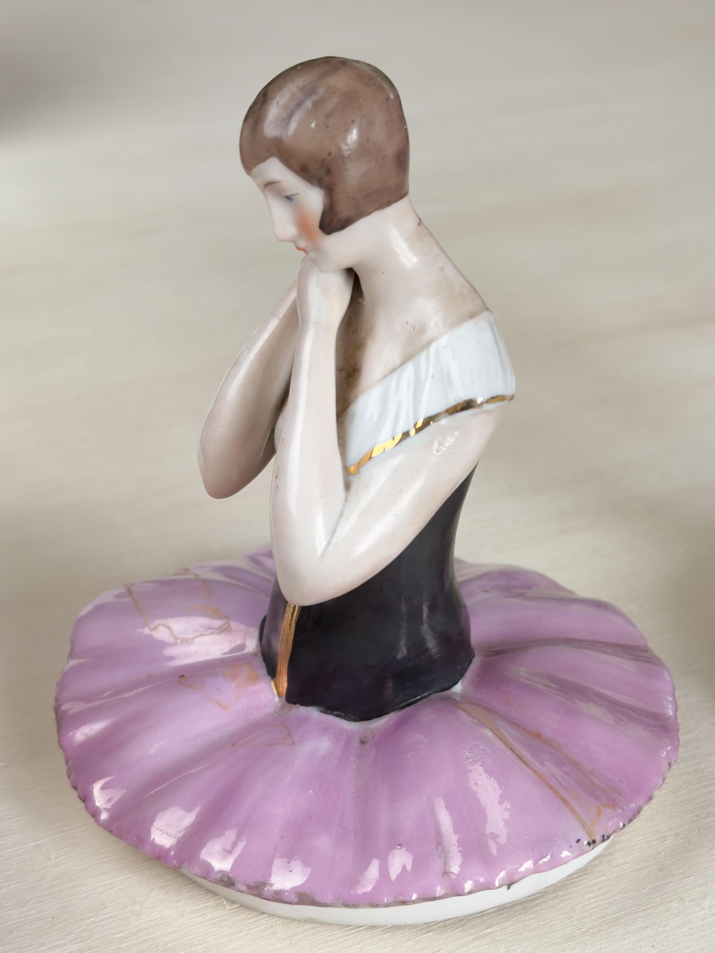 Boîte à bijoux de ballerine ou boîte à poudre Art déco, Allemagne, années 1930 en vente 2