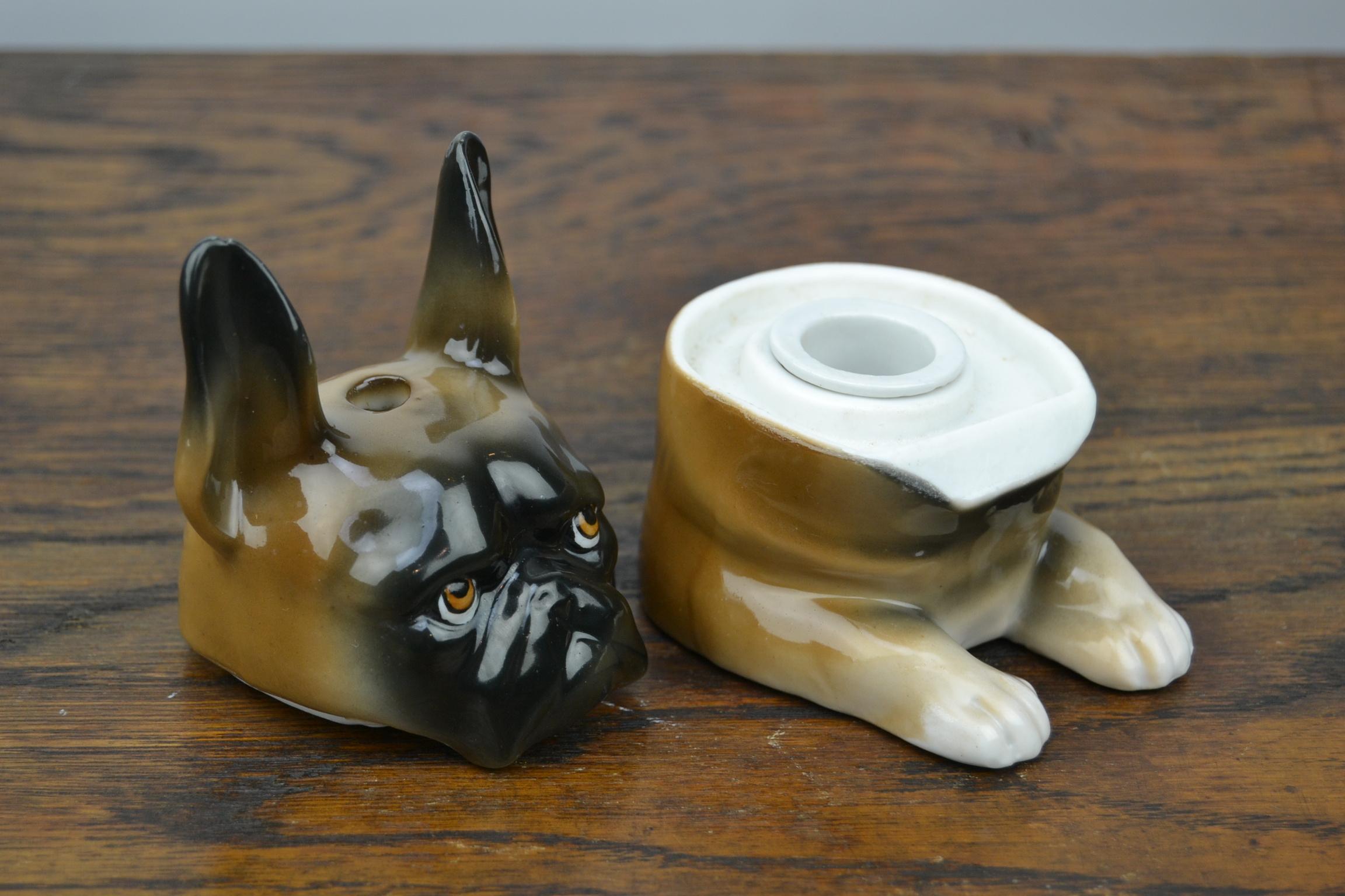 Art Deco Porcelain Bulldog Inkwell, Germany 8