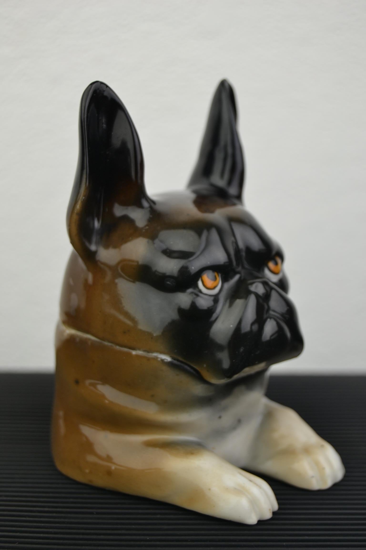 Art Deco Porcelain Bulldog Inkwell, Germany 9