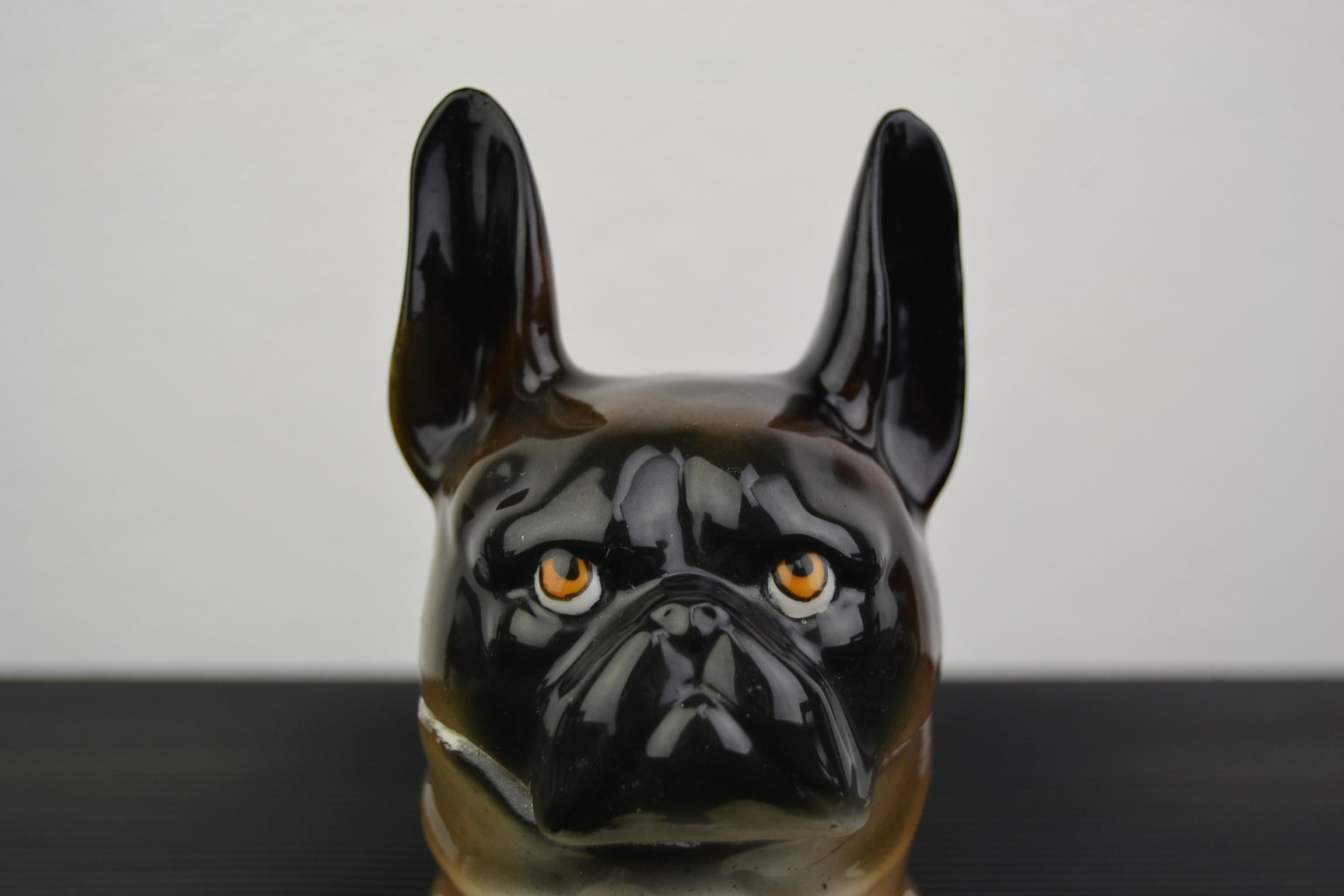 20th Century Art Deco Porcelain Bulldog Inkwell, Germany