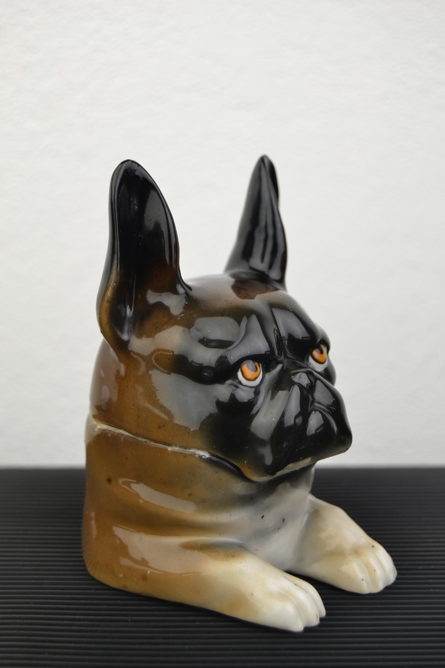 Art Deco Porcelain Bulldog Inkwell, Germany 3