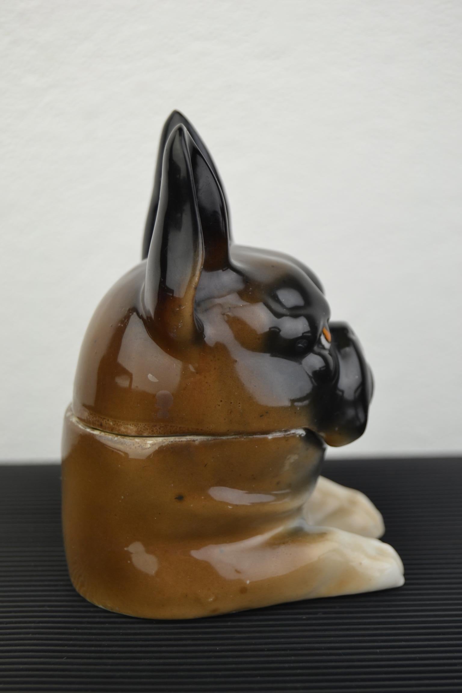 Art Deco Porcelain Bulldog Inkwell, Germany 4