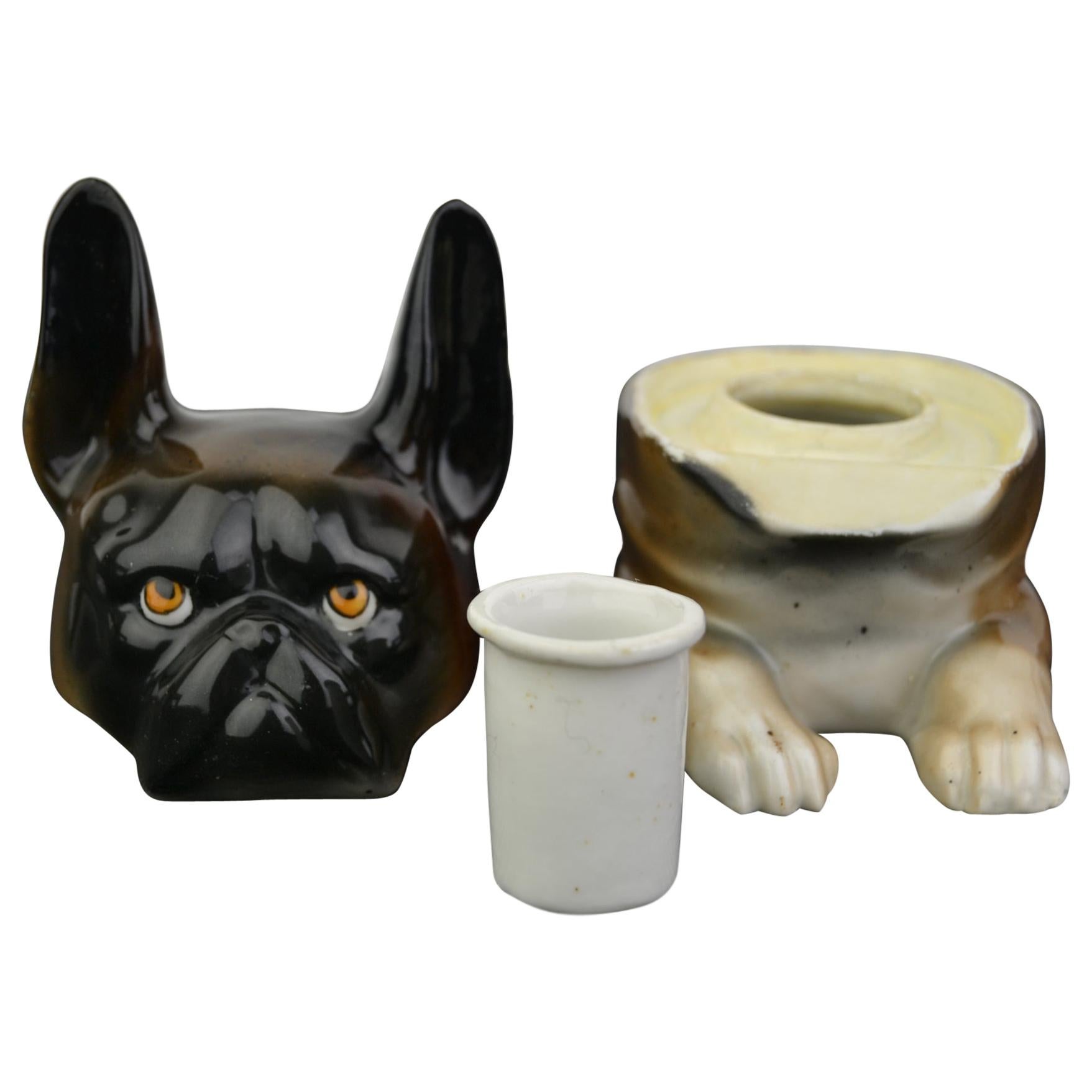 Art Deco Porcelain Bulldog Inkwell, Germany