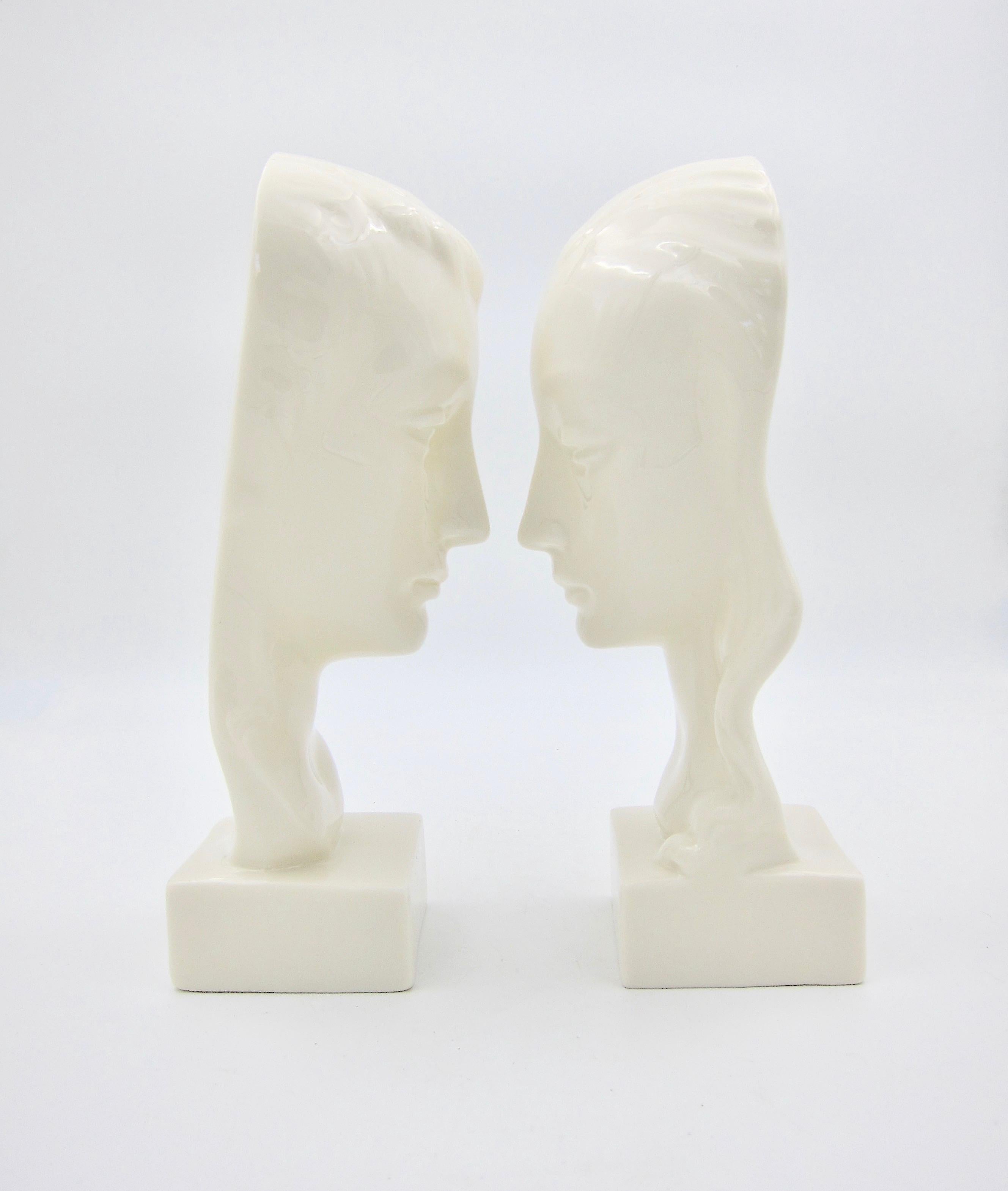 Art Deco Porcelain Bust Pair by Geza de Vegh for Lenox 4