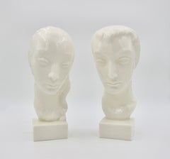 Art Deco Porcelain Bust Pair by Geza de Vegh for Lenox