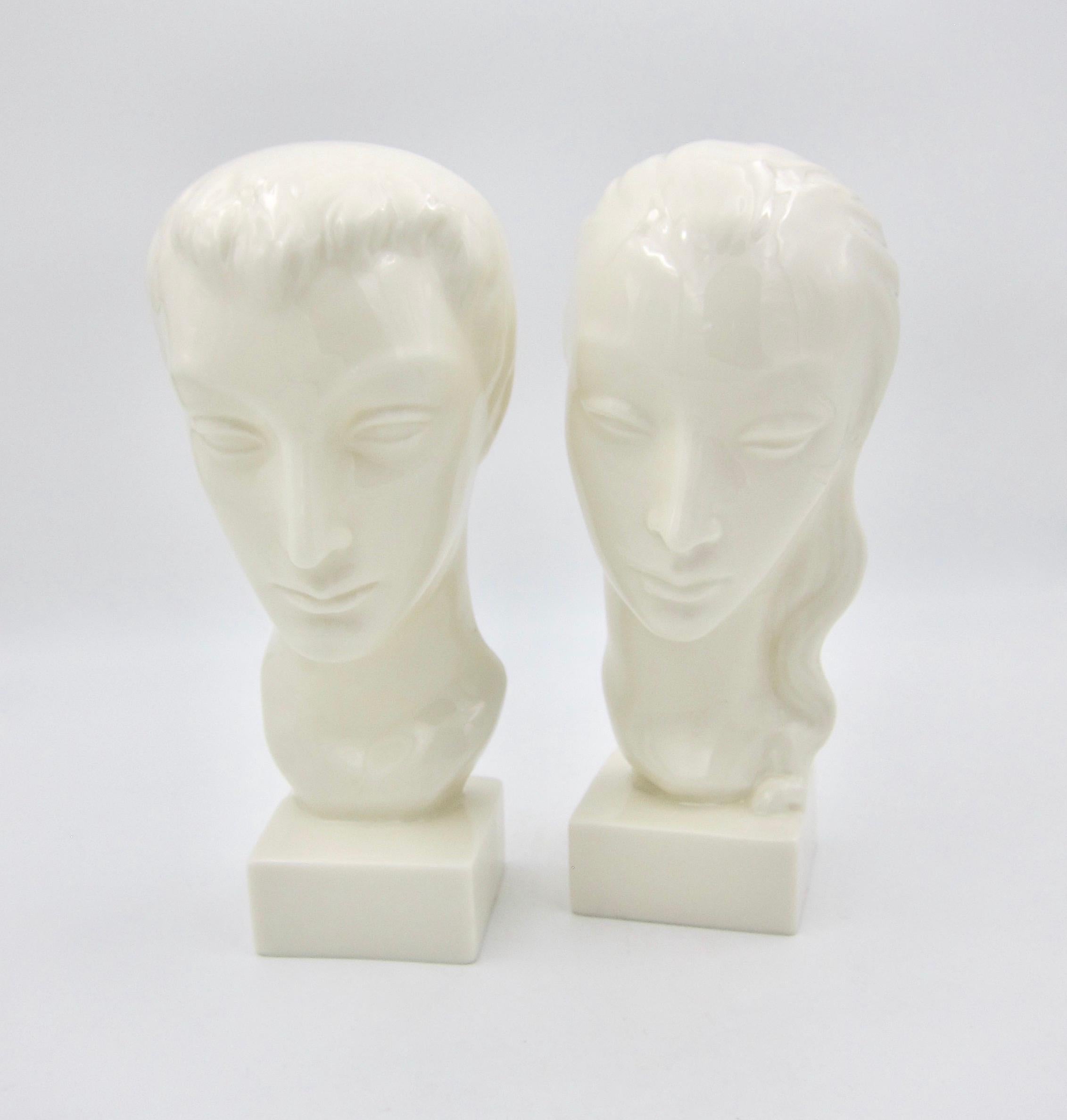 American Art Deco Porcelain Bust Pair by Geza de Vegh for Lenox