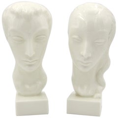 Art Deco Porcelain Bust Pair by Geza de Vegh for Lenox 