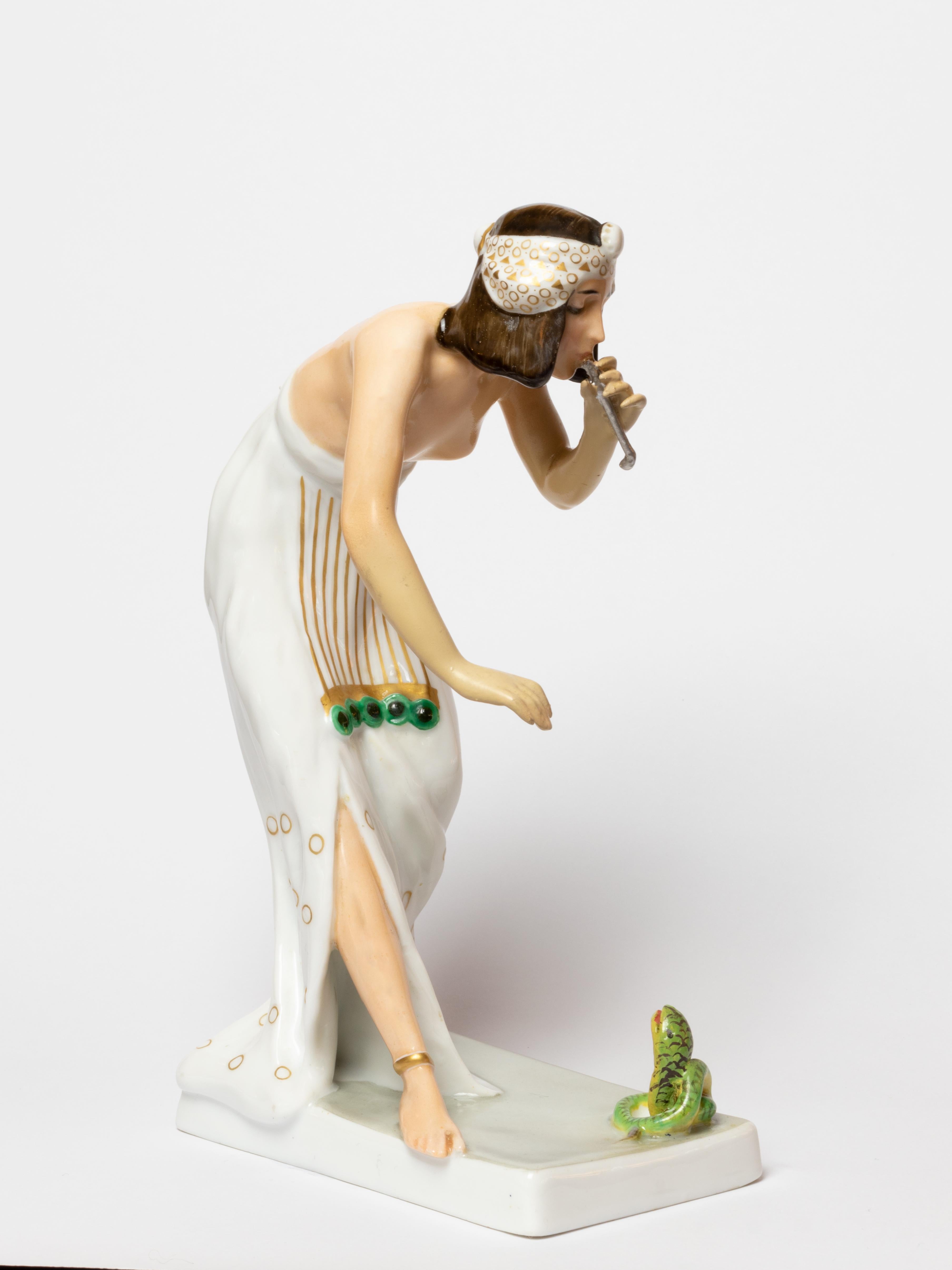 Art Deco Porcelain Charming Serpent Statue, Berthold Boess, Rosenthal Selb In condizioni buone in vendita a Lisbon, PT
