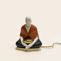 Lampada bruciaprofumi cinese "Buddha" in porcellana Art Deco di ROBJ Paris, anni '20