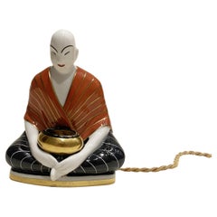 Art Deco Porcelain Chinese "Buddha" Perfume Burner Lamp by Robj Paris, 1920s