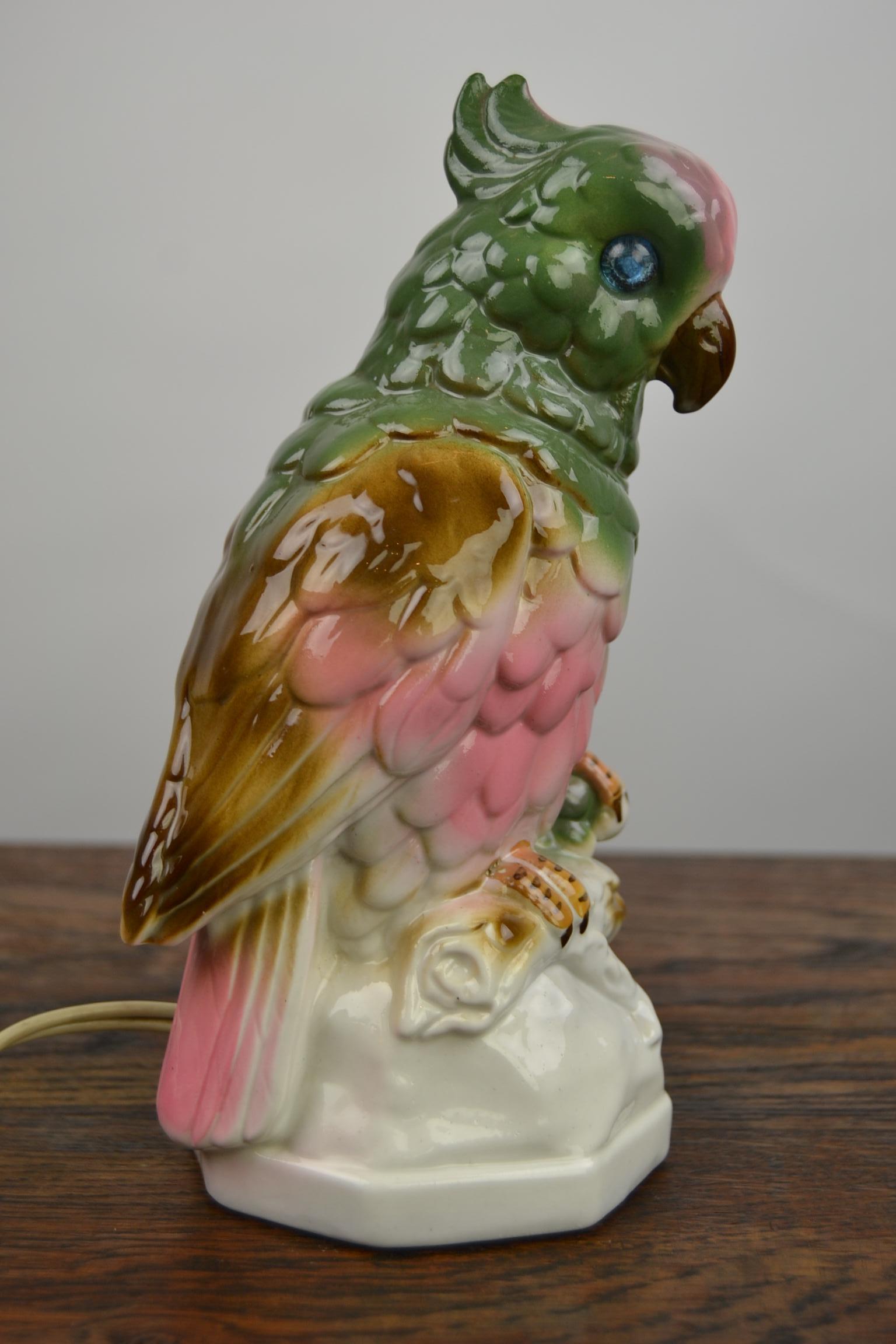 Art Deco Porcelain Cockatoo Perfume Lamp, Germany, 1930s 10