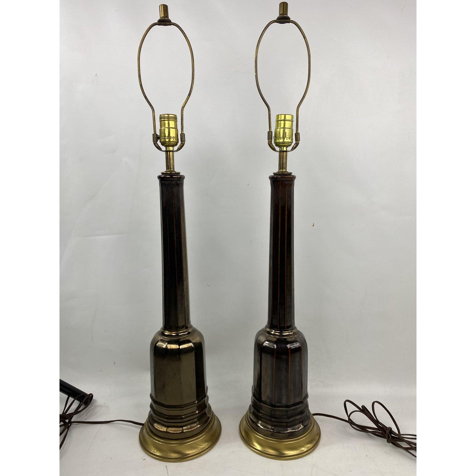 Mid-20th Century Art Deco Porcelain Column Lamps - a Pair For Sale