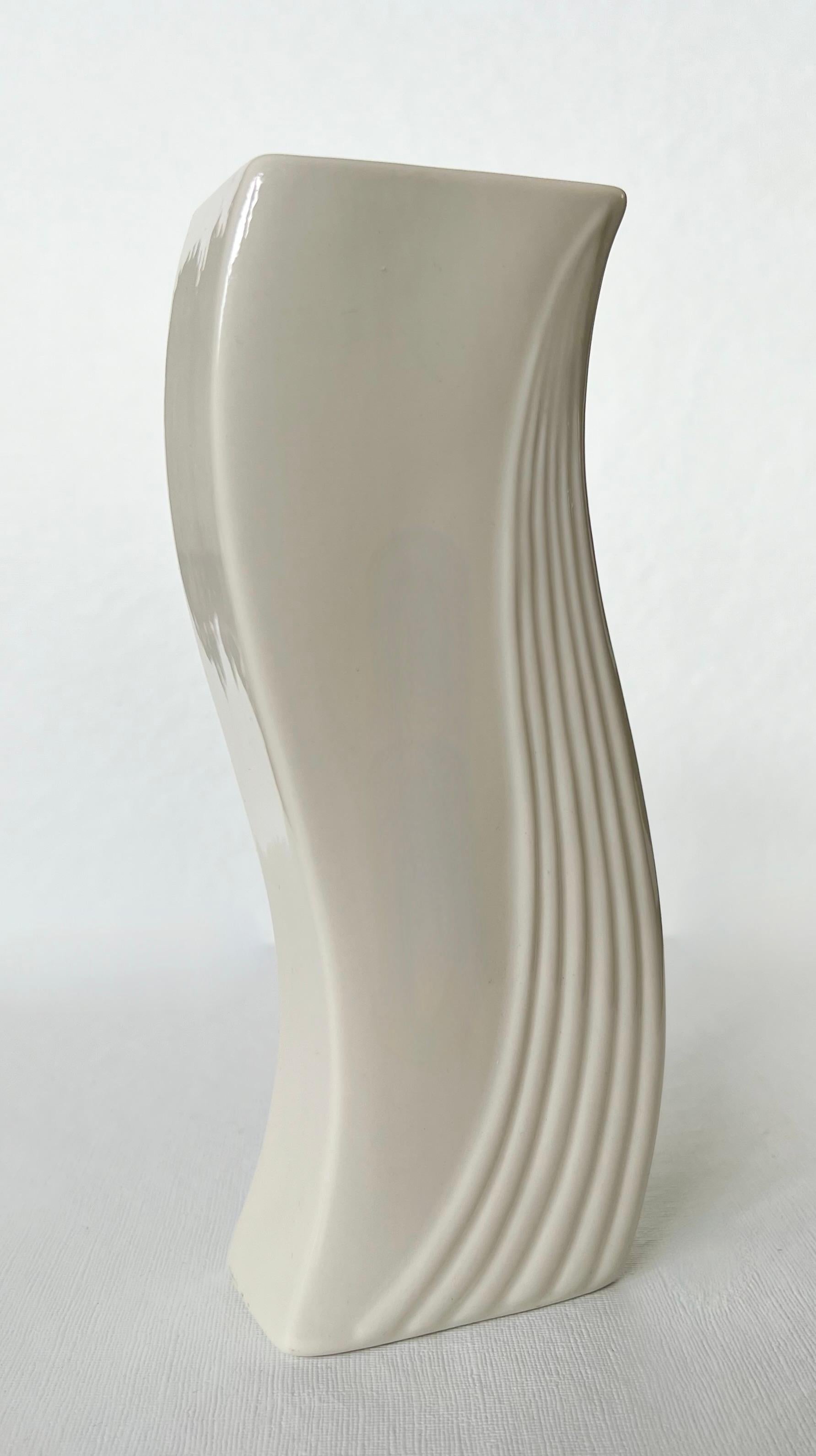 Art Deco Porcelain Cream Candlestick Candleholder by Beleek Pottery Ireland For Sale 1