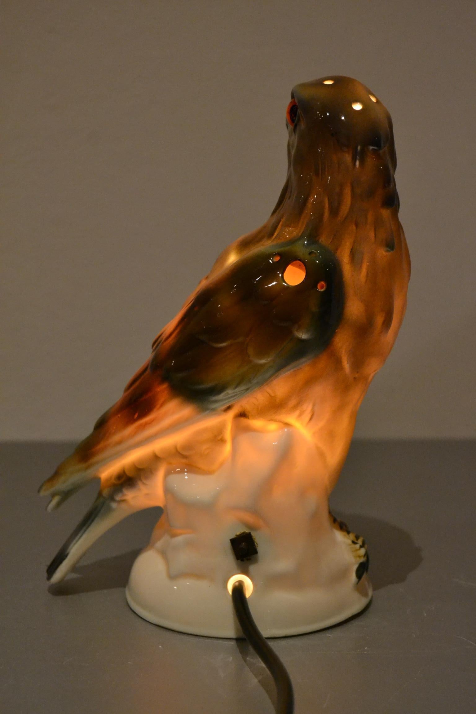 Art Deco Porcelain Eagle Perfume Lamp, Germany, 1930s In Good Condition In Antwerp, BE