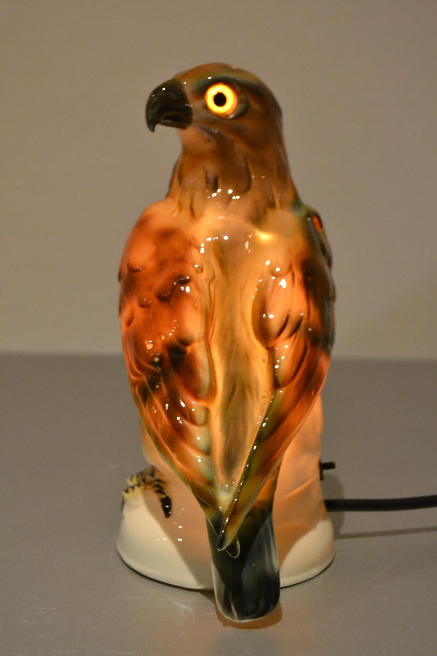 20th Century Art Deco Porcelain Eagle Perfume Lamp, Germany, 1930s