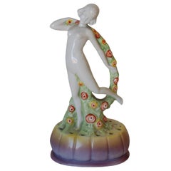 Figurina femminile in porcellana Art Deco Made in Germany numerata