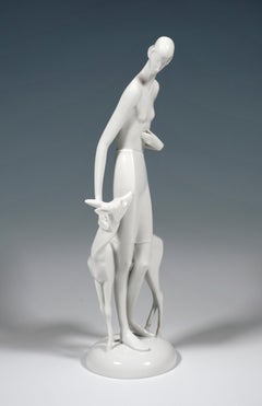 Art Déco Porcelain Figure 'Girl With Deer' by Schliepstein, Rosenthal Germany