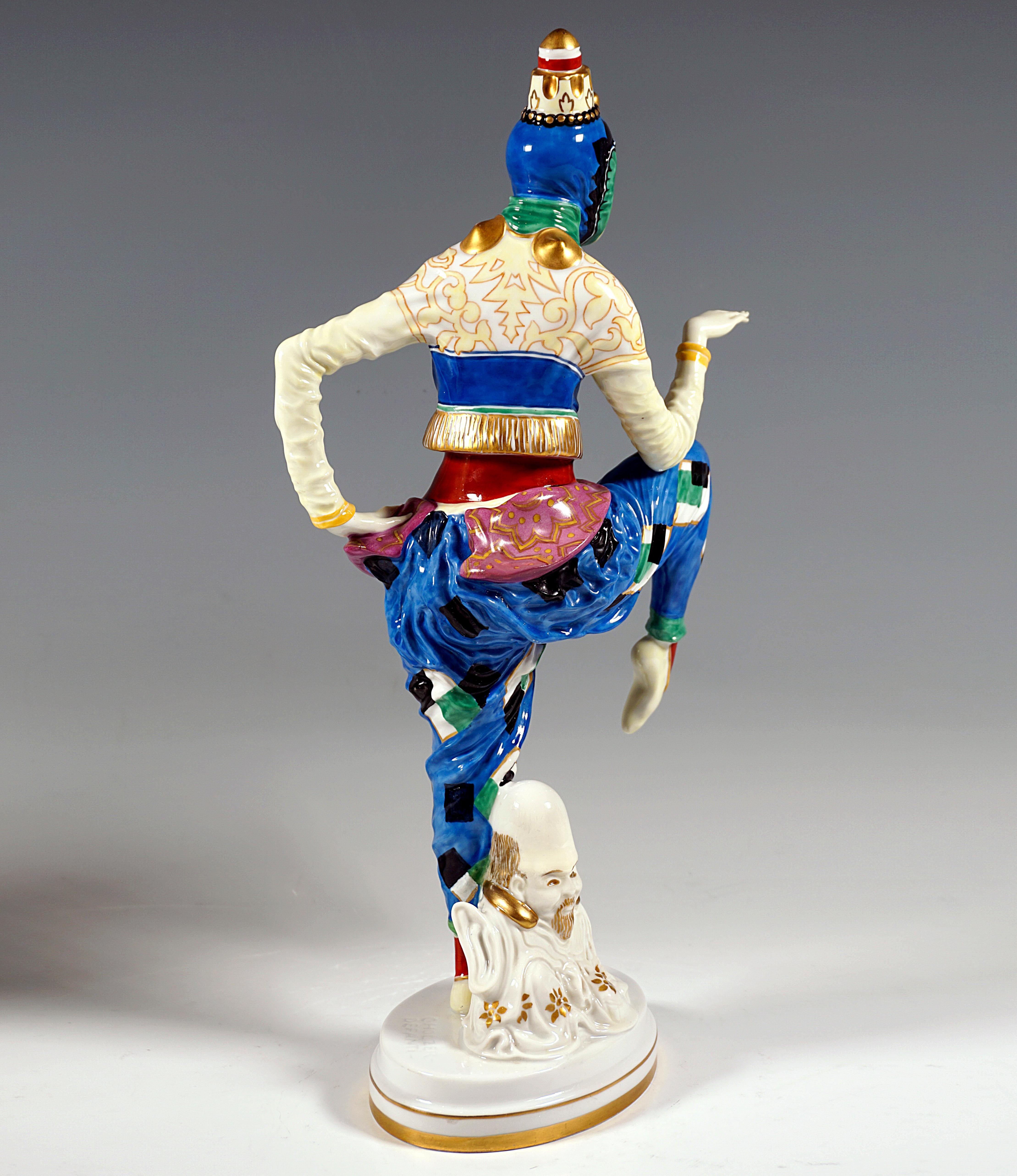 Hand-Crafted Art Déco Porcelain Figure 'Korean Dance' by C. Holzer-Defanti, Rosenthal Germany