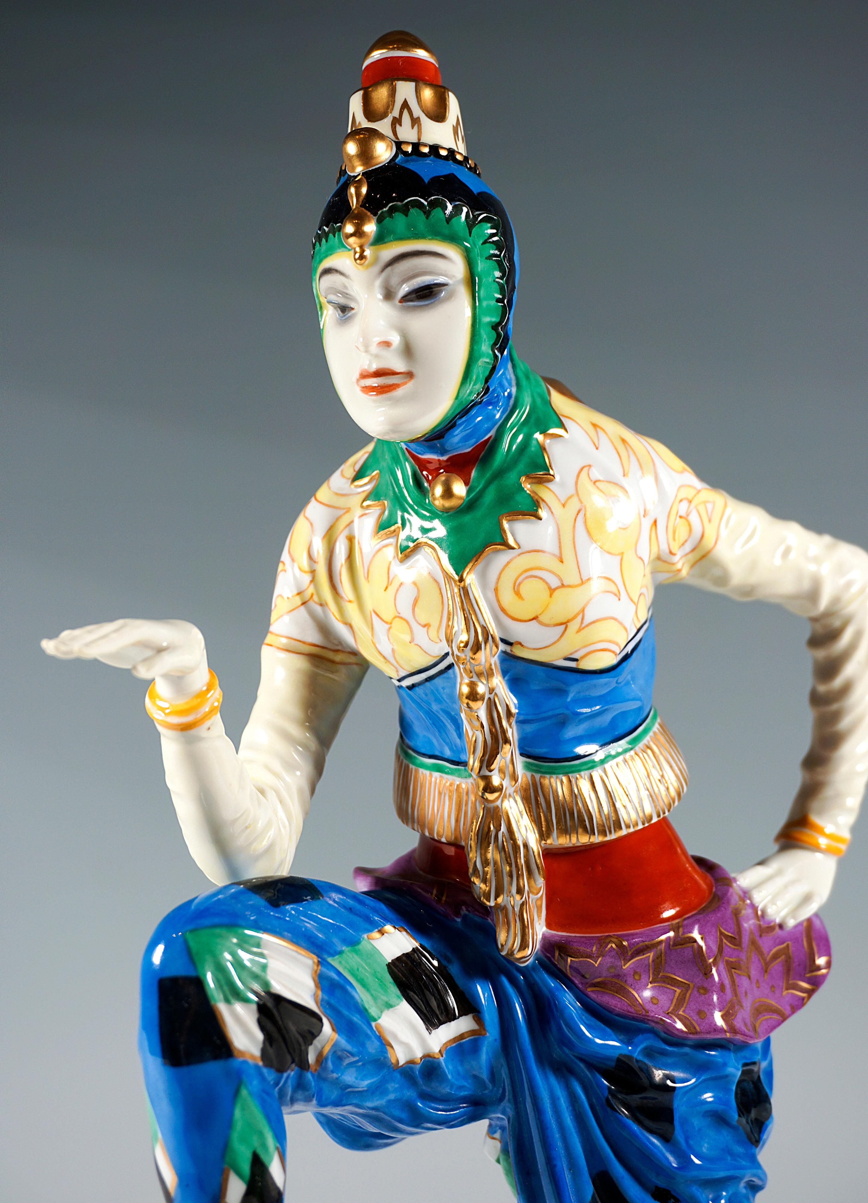 Art Déco Porcelain Figure Korean Dance by C. Holzer-Defanti Rosenthal Germany For Sale 1