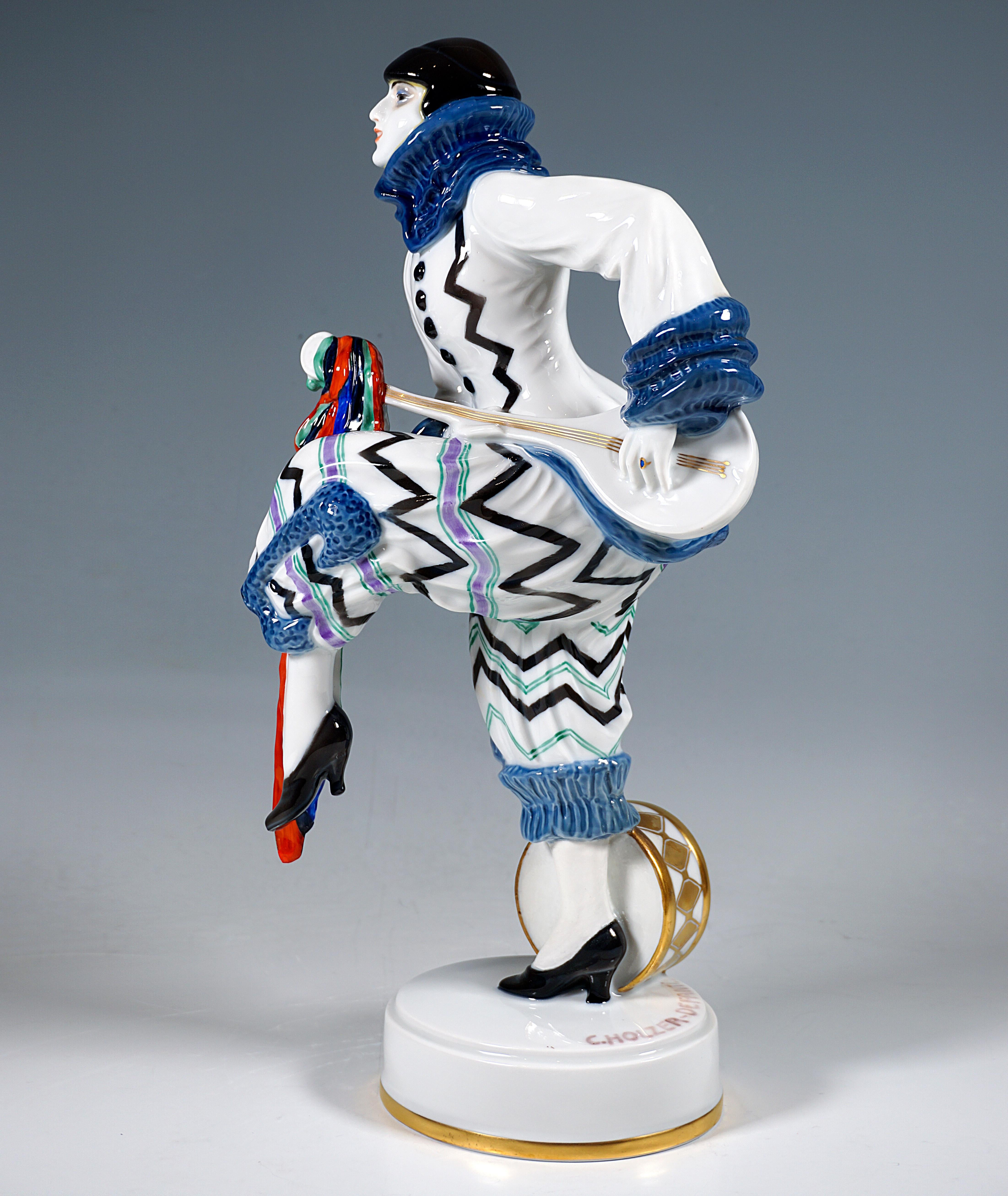 Hand-Crafted Art Déco Porcelain Figurine 'Merry March', C. Holzer-Defanti, Rosenthal Germany