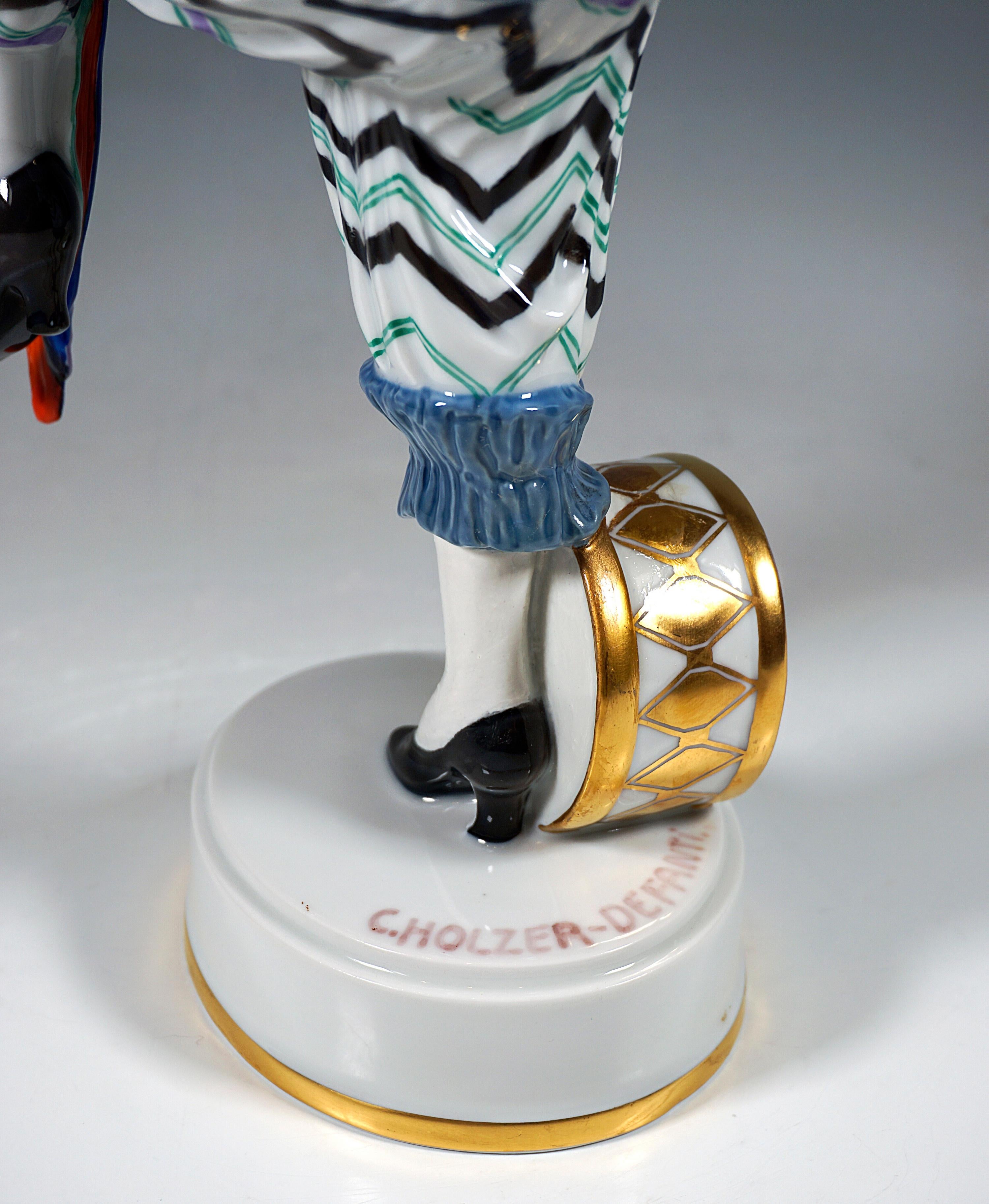 Early 20th Century Art Déco Porcelain Figurine 'Merry March', C. Holzer-Defanti, Rosenthal Germany For Sale