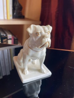 Art Déco porcelain figurine" Sitting bulldog" . Germany 1920s. Signed.