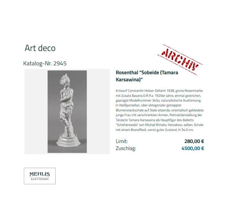 Art Déco Porcelain Figurine 'Tsarina', by C. Holzer-Defanti, Rosenthal Germany 4
