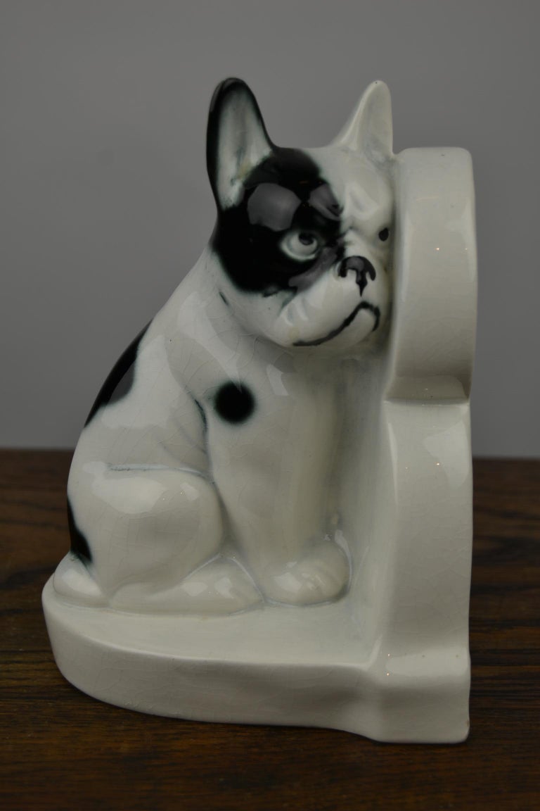 Art Deco Porcelain French Bulldog Bookends, Germany at 1stDibs