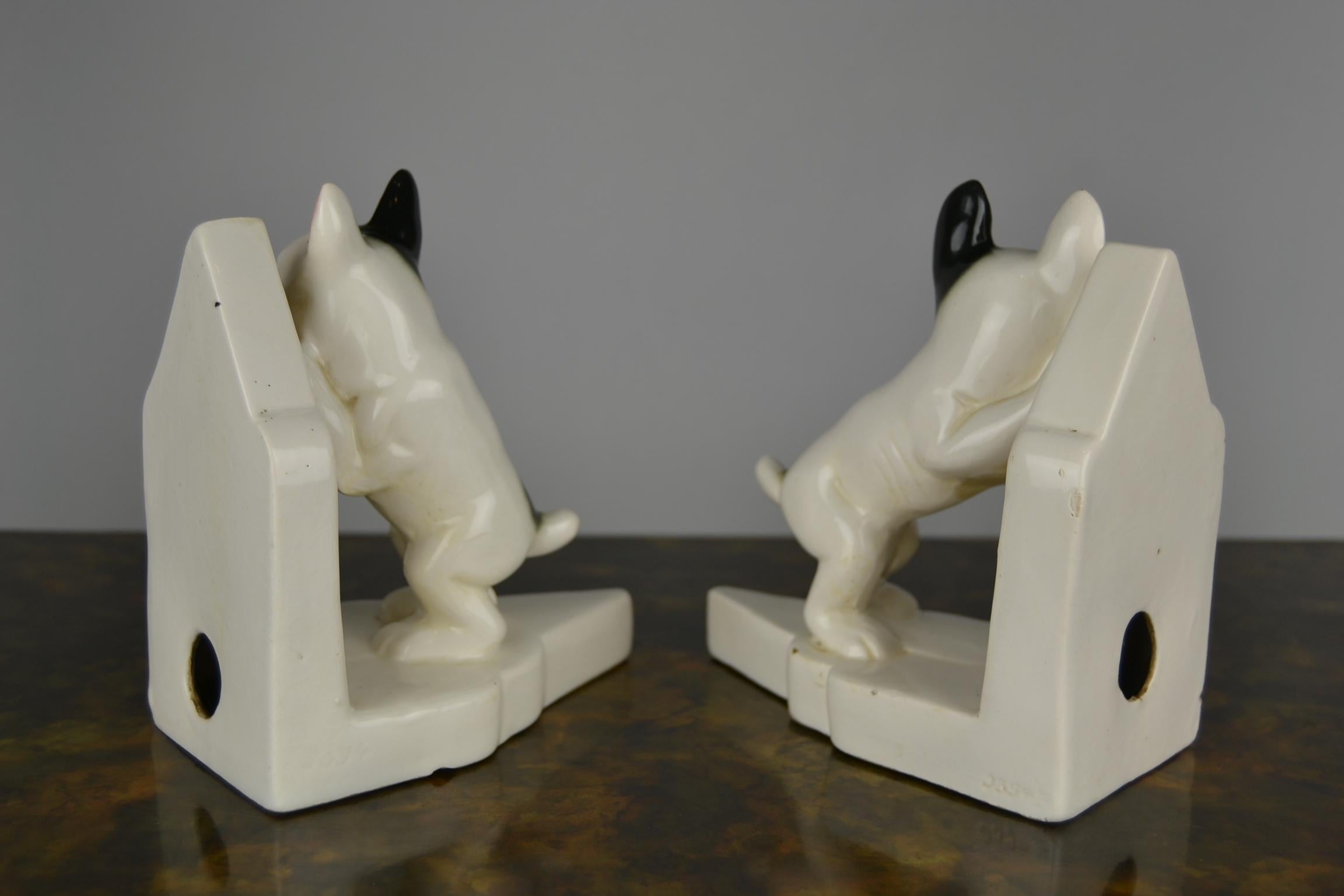 Art Deco Porcelain French Bulldog Bookends, Germany 8