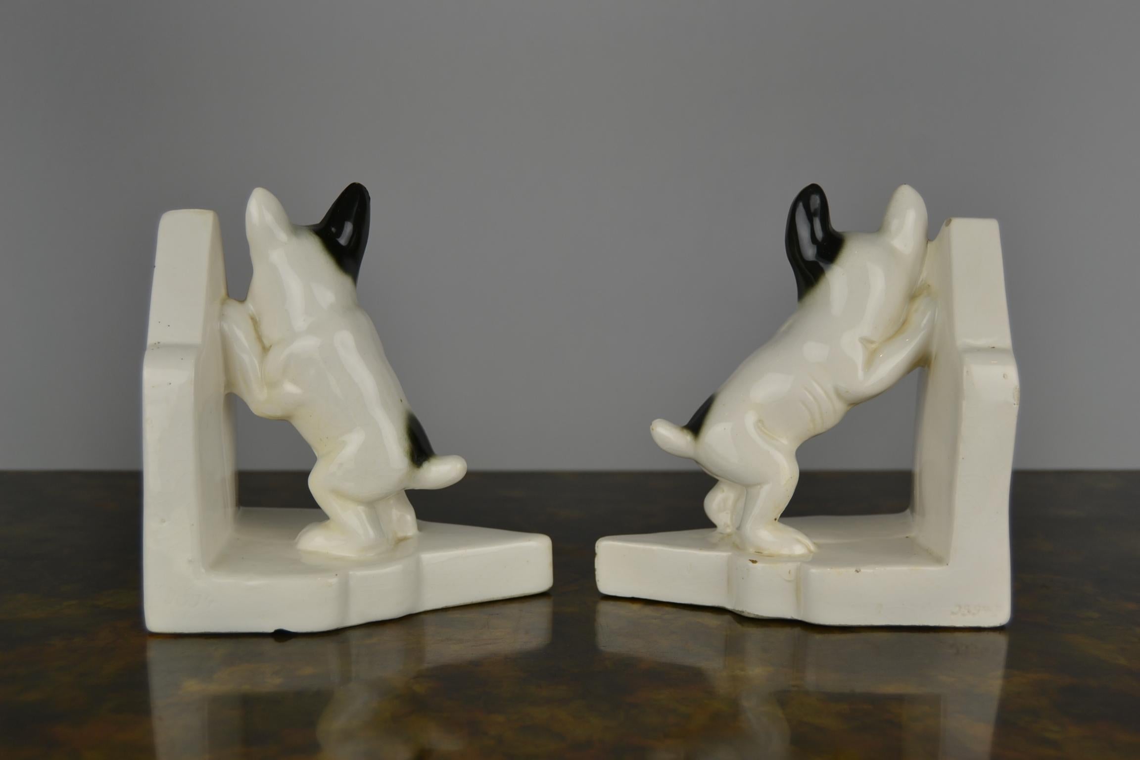 Art Deco Porcelain French Bulldog Bookends, Germany 9