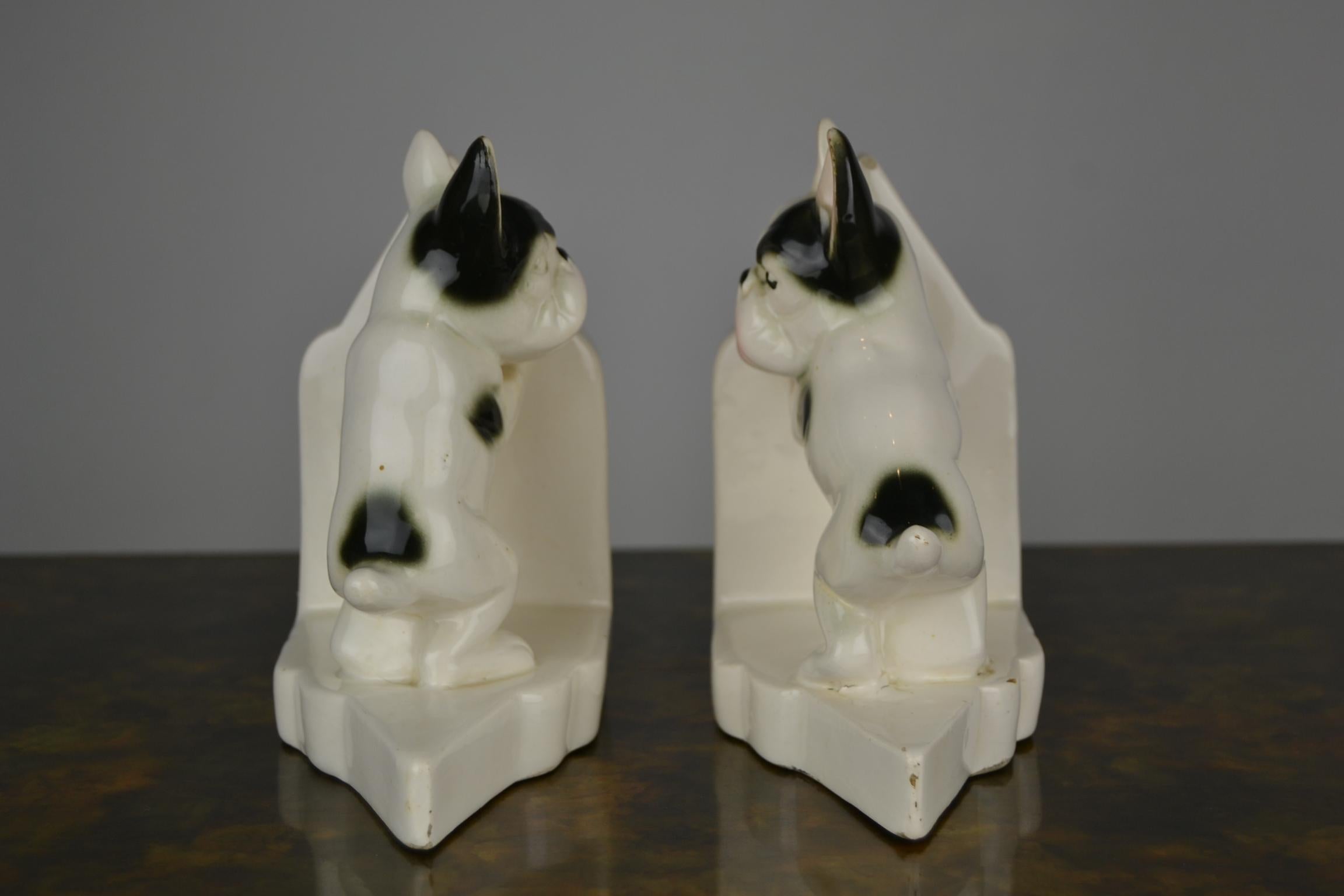 Art Deco Porcelain French Bulldog Bookends, Germany 12