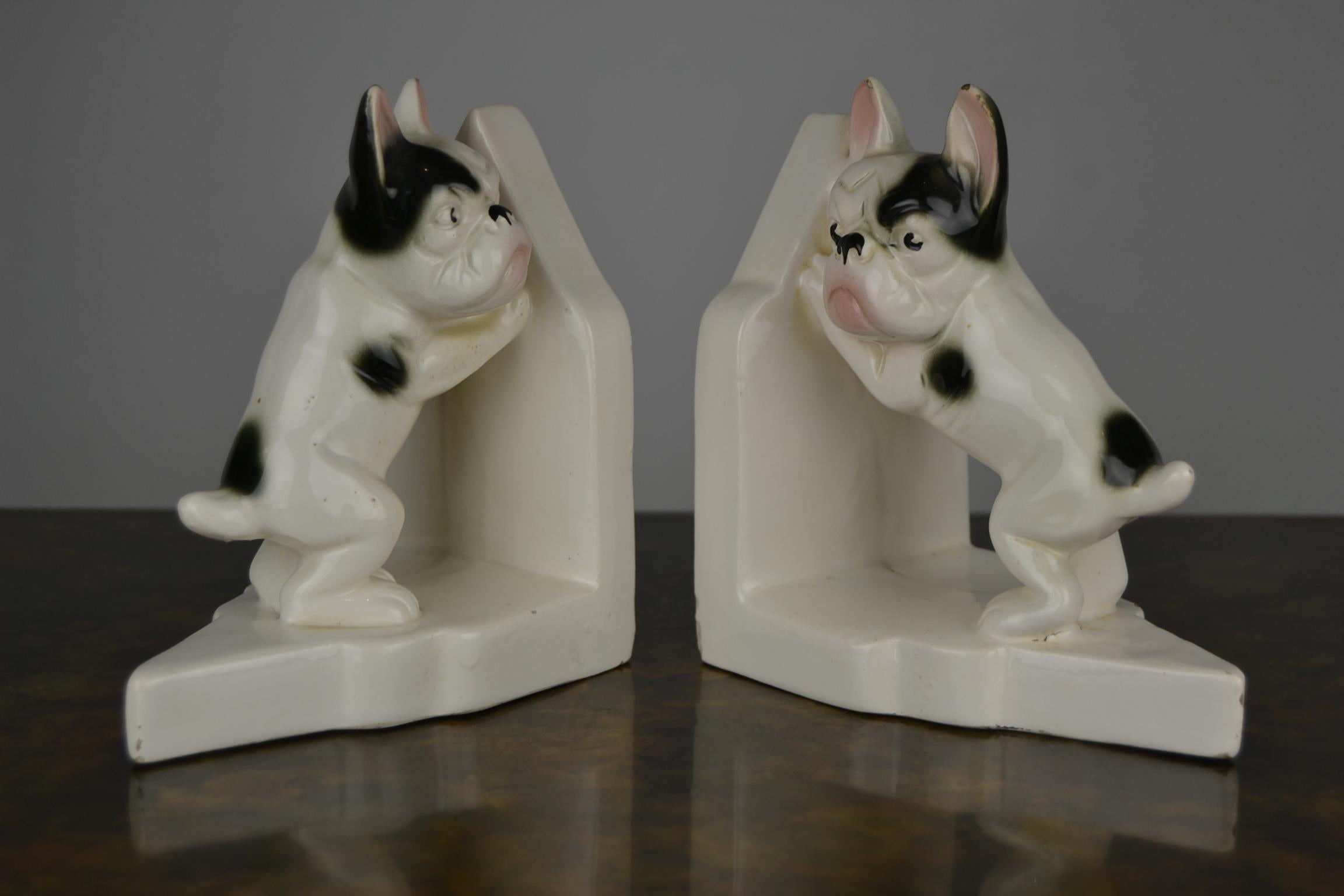 Art Deco Porcelain French Bulldog Bookends, Germany 13