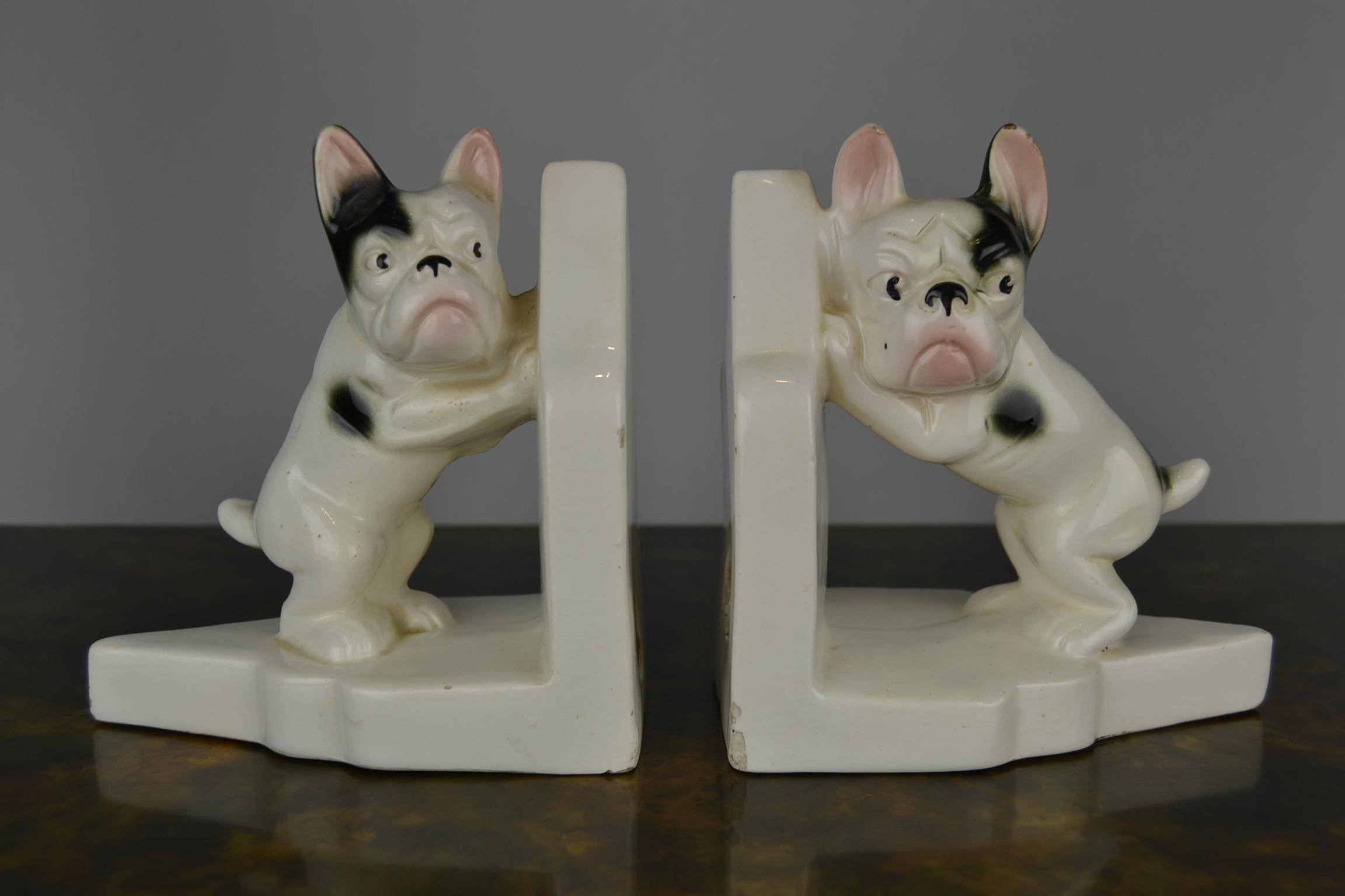 Art Deco Porcelain French Bulldog Bookends, Germany 14