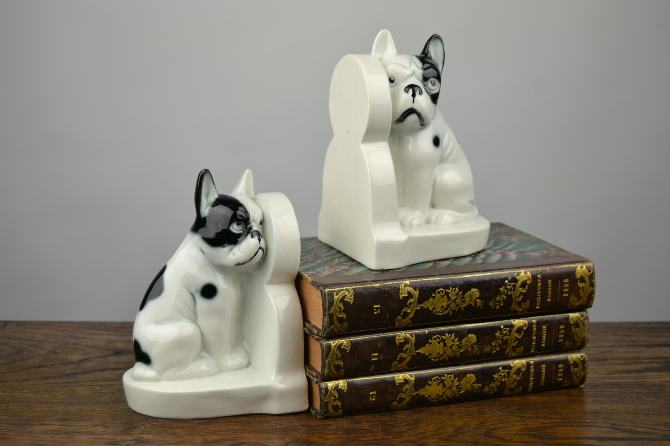 Art Deco Porcelain French Bulldog Bookends, Germany 13
