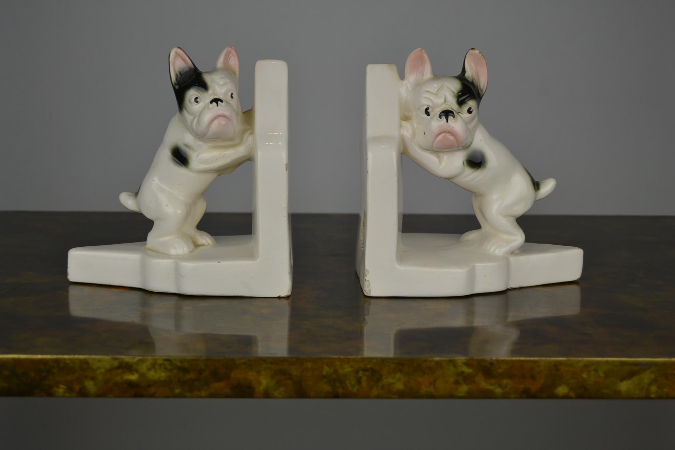 Art Deco Porcelain French Bulldog Bookends, Germany 15